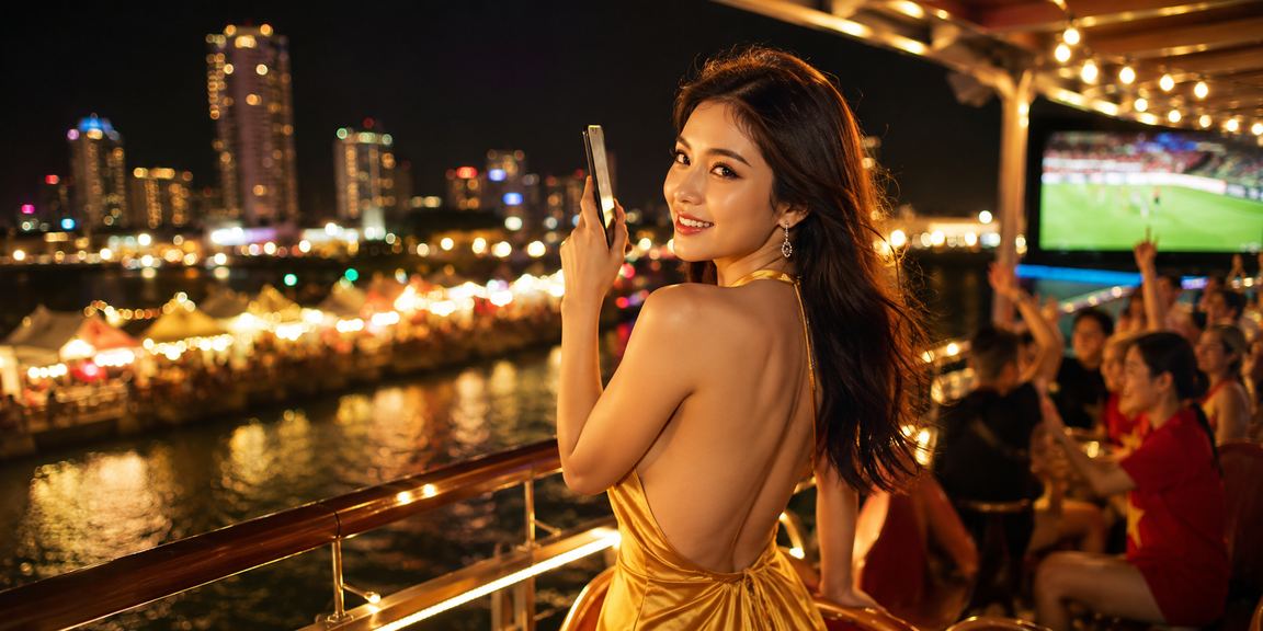 Người dùng truy cập winci trên điện thoại tại chợ đêm Nha Trang